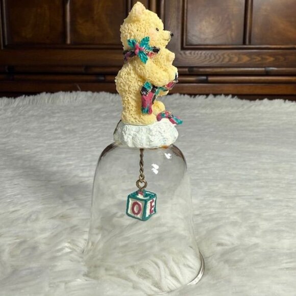 Vintage Mother and Cub Bear L-O-V-E Letter Block Glass Bell Figurine - Picture 7 of 10